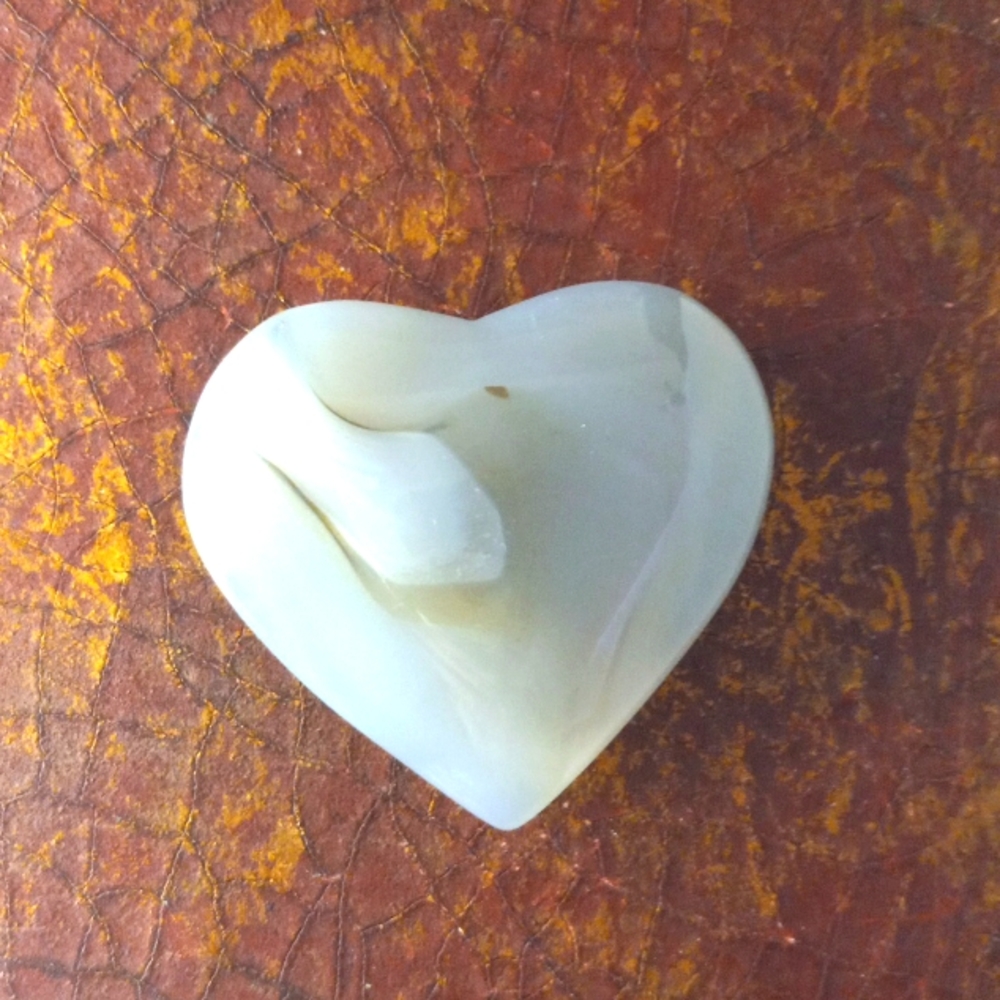 Blue orca agate crystal heart.  66g. 2.1"x2.4"x.59".